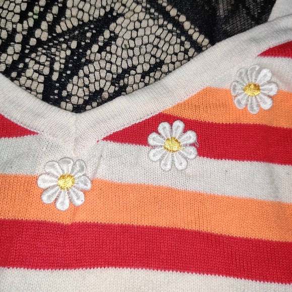 Striped Sunflower Cropped Halter Top - Picture 3 of 4